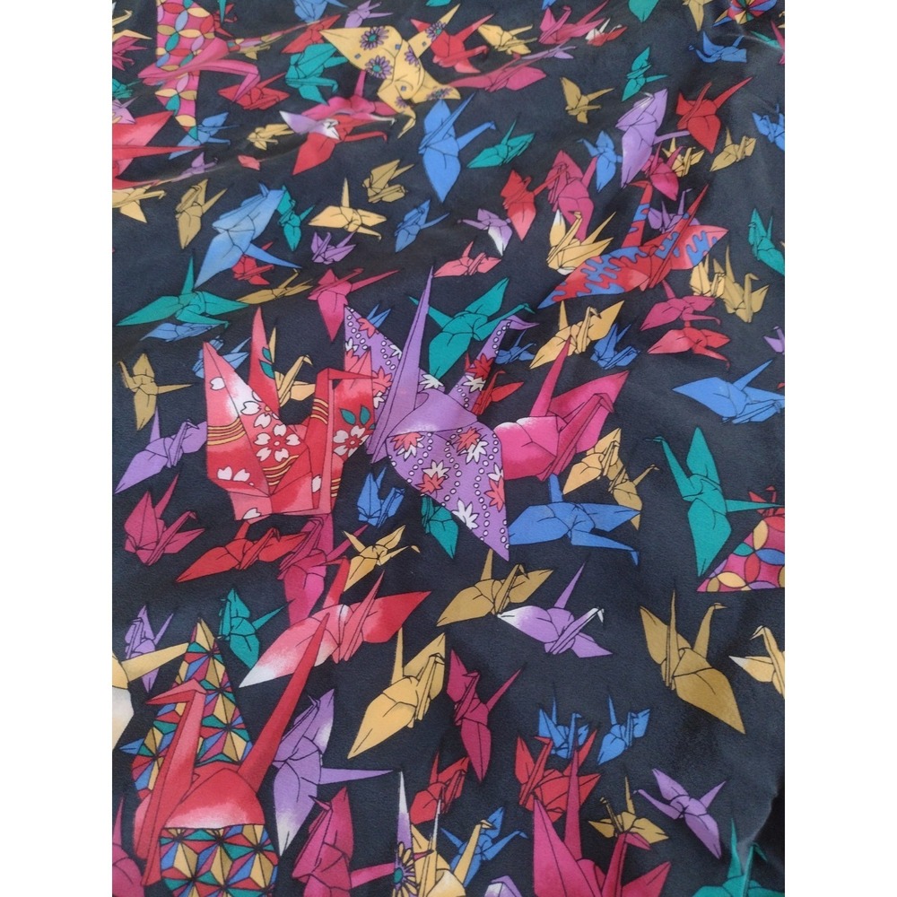 Boston Museum Of Fine Arts Silk Scarf 34" Origami Cranes Colorful Asian - Picture 5 of 13